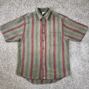 Mens The Territory Ahead Size M 90s Woven Texture Cotton Button Down Shirt